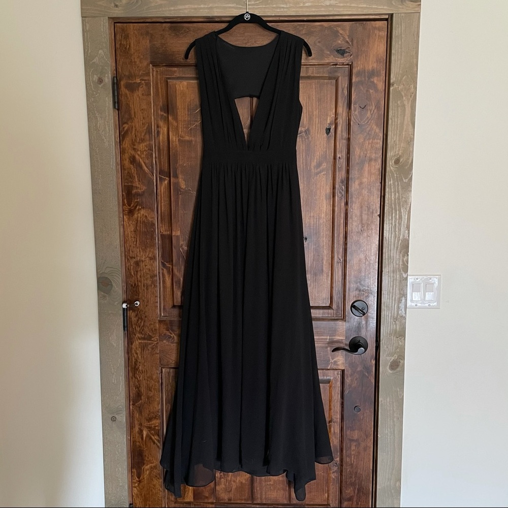 Bishop + Young Black Open Back Maxi Dress